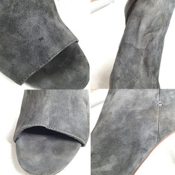 BCBGeneration Women Peep Toe Ankle Boots Grey Size 9.5 Leather Heels - Picture 11 of 11
